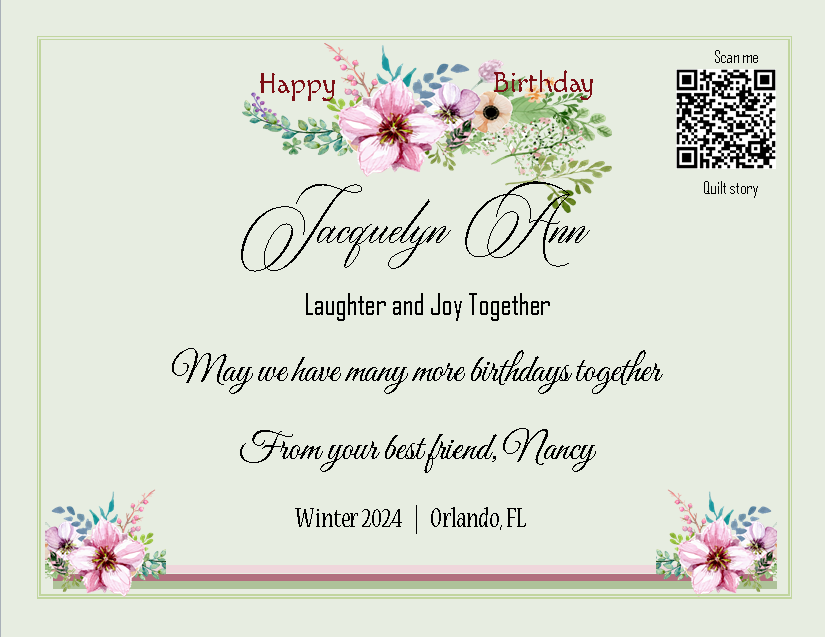 quilt label - Jacquelyn Ann