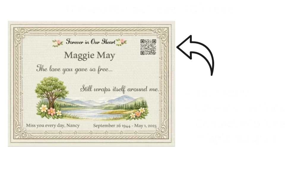 Quilt story label - when a name and date are not enough Quilt story label - when a name and date are not enough