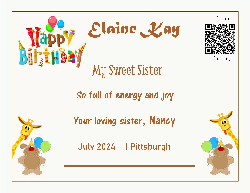 quilt label - Fran quilt label - Fran