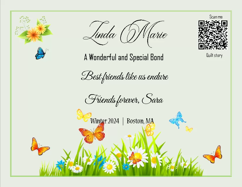 quilt label - Linda Marie
