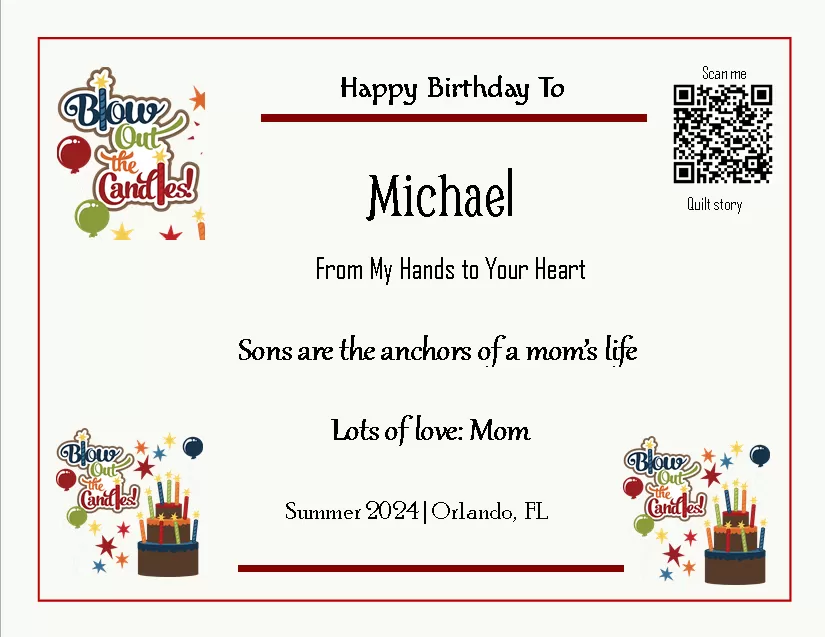 quilt label - Michael