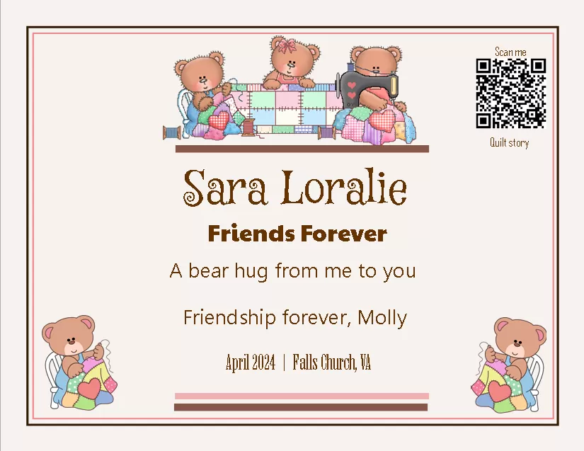 quilt label - Sara Loralie