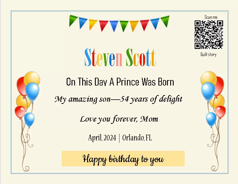 quilt label - Steven Scott