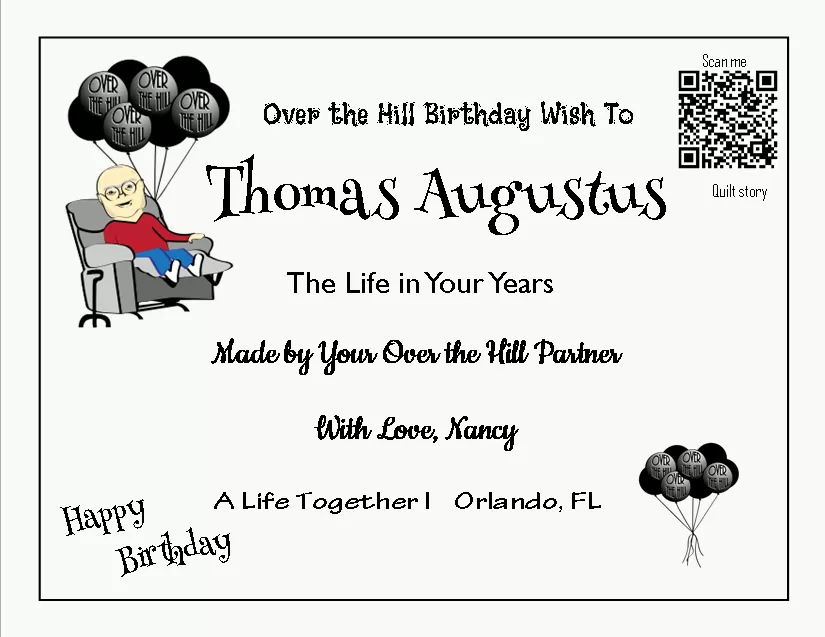 quilt label - Thomas Augustus