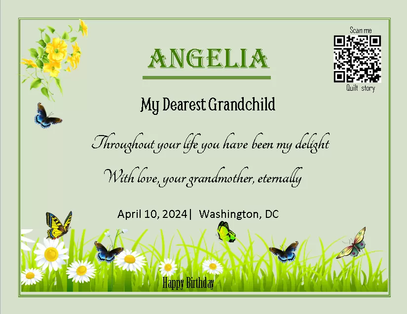 quilt label - Angelia