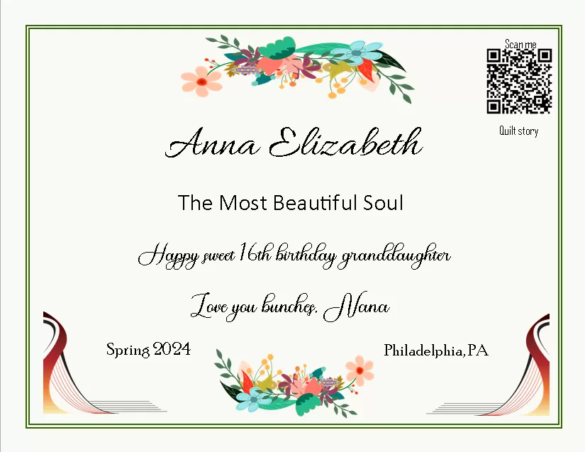 quilt label - Ann Elizabeth