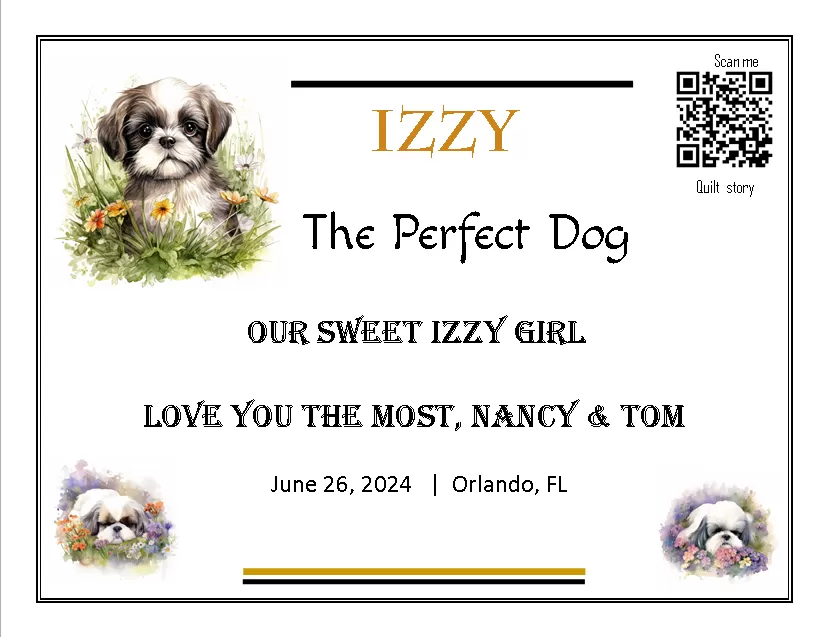 quilt label - Izzy