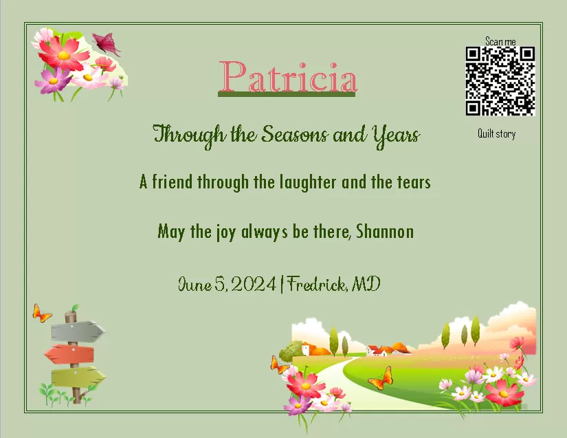 quilt label - Patricia