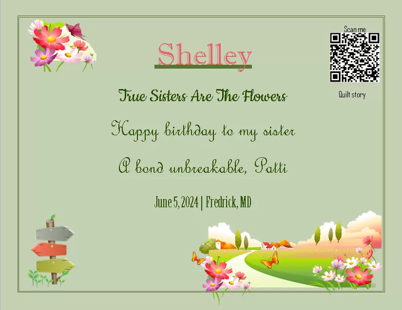quilt label - Shelley