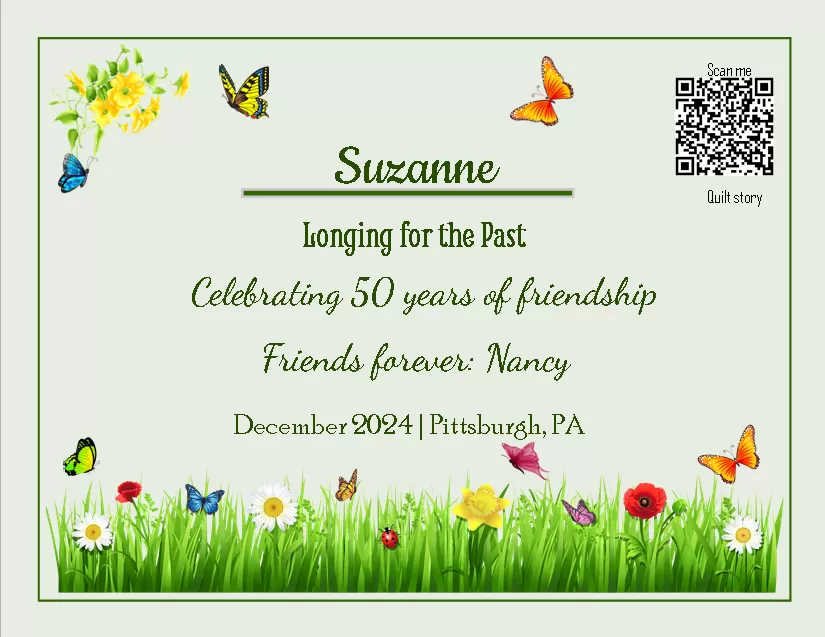 quilt label - Suzanne