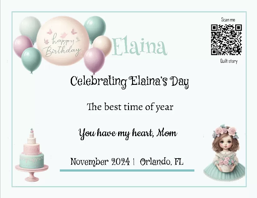 Quilt Label - Elaina Quilt Label - Elaina