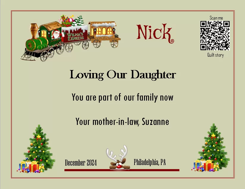 quilt label - Nick quilt label - Nick