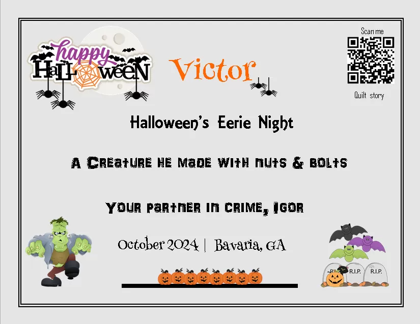 quilt label - Victor quilt label - Victor